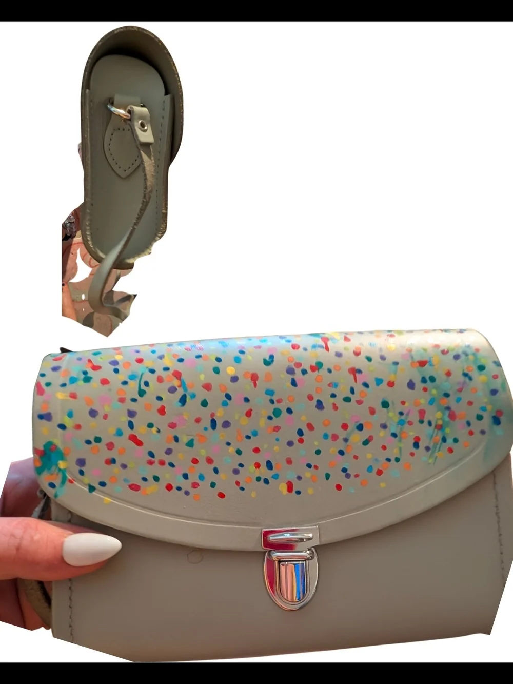 Hand-Painted Confetti Pushlock Crossbody Cambridge Satchel Co Bag